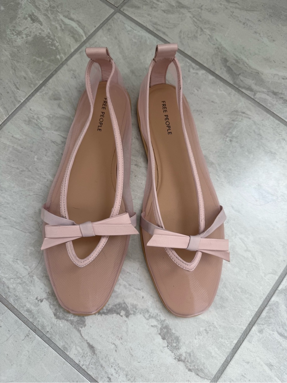 Free People Pale Pink Bow Slingback Flats
